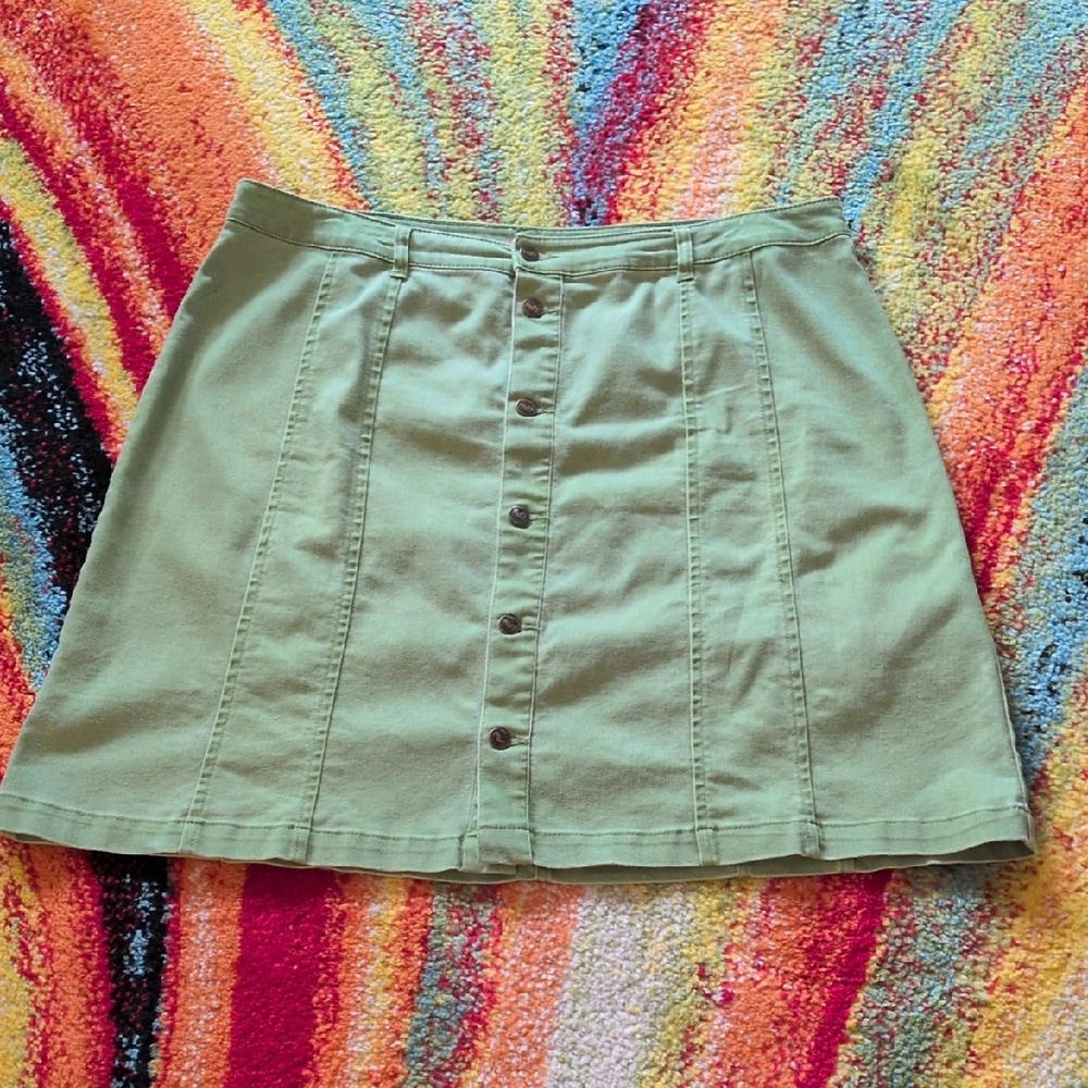 🎵Woman Within Olive Green Stretch Denim Skirt🎵